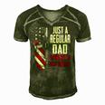 Just A Regular Dad Trying Not To Raise Liberals -- On Back Men's Short Sleeve V-neck 3D Print Retro Tshirt Green