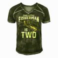 Kids 2 Years Old Fishing Birthday Party Fisherman 2Nd Gift For Boy Men's Short Sleeve V-neck 3D Print Retro Tshirt Green