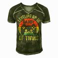 Leveling Up To Daddy Of Twins Expecting Dad Video Gamer Men's Short Sleeve V-neck 3D Print Retro Tshirt Green