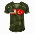 Loving Usa Turkey Flag Heart Turkish 13 Shirt Men's Short Sleeve V-neck 3D Print Retro Tshirt Green