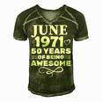 Made In June 1971 50 Years Of Being Awesome Men's Short Sleeve V-neck 3D Print Retro Tshirt Green