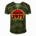 March 1971 50 Years Old Retro Vintage 50Th Birthday Men's Short Sleeve V-neck 3D Print Retro Tshirt Green