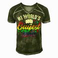 Mens 1 Worlds Gayest Dad Funny Fathers Day Lgbt Pride Rainbow 14 Shirt Men's Short Sleeve V-neck 3D Print Retro Tshirt Green