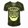 Mens Awesome Dads Have Tattoos And Beards Fathers Day V3 Men's Short Sleeve V-neck 3D Print Retro Tshirt Green