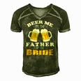 Mens Beer Me Im The Father Of The Bride Men's Short Sleeve V-neck 3D Print Retro Tshirt Green
