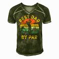 Mens Best Dad By Par Golfing Fathers Day Golf Lover Men's Short Sleeve V-neck 3D Print Retro Tshirt Green