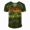 Mens Fathers Day From Grandkids Dad Grandpa Great Grandpa Men's Short Sleeve V-neck 3D Print Retro Tshirt Green