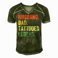 Mens Funny Tattoo Husband Dad Tattooed Legend Vintage Men's Short Sleeve V-neck 3D Print Retro Tshirt Green