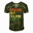 Mens Funny Welder Husband Dad Welding Legend Vintage Men's Short Sleeve V-neck 3D Print Retro Tshirt Green