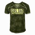 Mens Girl Dad Outnumbered Happy Fathers Day From Daughter Men's Short Sleeve V-neck 3D Print Retro Tshirt Green