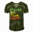 Mens Husband Dad Vegan Legend Funny Fathers Day Men's Short Sleeve V-neck 3D Print Retro Tshirt Green