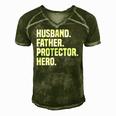 Mens Husband Father Protector Hero Funny Fathers Day Men's Short Sleeve V-neck 3D Print Retro Tshirt Green