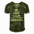 Mens I Cant Keep Calm Im A 1St Time Proud Grandpa Gift Men's Short Sleeve V-neck 3D Print Retro Tshirt Green