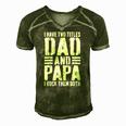 Mens I Have Two Titles Dad And Papa I Rock Them Both Men's Short Sleeve V-neck 3D Print Retro Tshirt Green