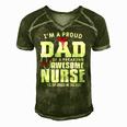 Mens Im A Proud Dad Of A Freaking Awesome Nurse Daughter Father Men's Short Sleeve V-neck 3D Print Retro Tshirt Green