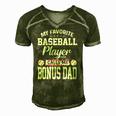 Mens My Favorite Baseball Player Calls Me Bonus Dad Funny Bonus Men's Short Sleeve V-neck 3D Print Retro Tshirt Green