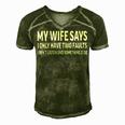 Mens My Wife Says I Only Have Two Faults 368 Trending Shirt Men's Short Sleeve V-neck 3D Print Retro Tshirt Green