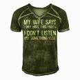 Mens My Wife Says I Only Have Two Faults 369 Trending Shirt Men's Short Sleeve V-neck 3D Print Retro Tshirt Green