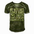 Mens My Wife Says I Only Have Two Faults Funny 611 Trending Shirt Men's Short Sleeve V-neck 3D Print Retro Tshirt Green