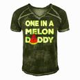 Mens One In A Melon Daddy Funny Watermelon Dad Fathers Day Gift Men's Short Sleeve V-neck 3D Print Retro Tshirt Green