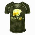 Mens Papa Bear Gold Ribbon Childhood Cancer Awareness Men's Short Sleeve V-neck 3D Print Retro Tshirt Green