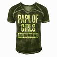 Mens Papa Of Girls Outnumbered Fathers Day Men's Short Sleeve V-neck 3D Print Retro Tshirt Green