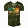 Mens Pitbull Dad American Pit Bull Dog Us Flag 4Th Of July Men's Short Sleeve V-neck 3D Print Retro Tshirt Green