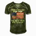 Mens Proud Dad Pop-Pop Vietnam War Veteran - Retro Us Flag Grandpa Men's Short Sleeve V-neck 3D Print Retro Tshirt Green