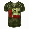 Mens Proud Welding Husband Daddy Welder Hero Weld Fathers Day Men's Short Sleeve V-neck 3D Print Retro Tshirt Green