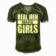Mens Real Men Make Girls - Family Newborn Paternity Girl Daddy Men's Short Sleeve V-neck 3D Print Retro Tshirt Green