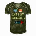 Mens Shes My Firecracker His And Hers 4Th July Matching Couples Men's Short Sleeve V-neck 3D Print Retro Tshirt Green