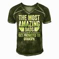 Mens The Most Amazing Dads Get Promoted To Grandpa Men's Short Sleeve V-neck 3D Print Retro Tshirt Green
