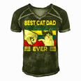 Mens Vintage Best Cat Dad Ever Bump Fit 240 Shirt Men's Short Sleeve V-neck 3D Print Retro Tshirt Green