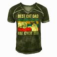 Mens Vintage Best Cat Dad Ever Bump Fit Classic Men's Short Sleeve V-neck 3D Print Retro Tshirt Green