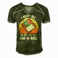 Mens Vintage Fathers Day I Keep All My Dad Jokes In A Dad A Base Men's Short Sleeve V-neck 3D Print Retro Tshirt Green