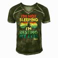 Mens Vintage Im Not Sleeping Im Just Resting My Eyes Proud Dad Men's Short Sleeve V-neck 3D Print Retro Tshirt Green
