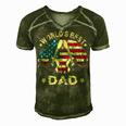 Mens Worlds Best Guitar Dad T 4Th Of July American Flag Men's Short Sleeve V-neck 3D Print Retro Tshirt Green