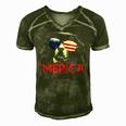 Merica Bernese Mountain Dog American Flag 4Th Of July Men's Short Sleeve V-neck 3D Print Retro Tshirt Green