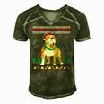 Merry Pitmas Pitbull Santa Claus Dog Ugly Christmas Men's Short Sleeve V-neck 3D Print Retro Tshirt Green