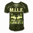 MILF Man I Love Forklifts Jokes Funny Forklift Driver Men's Short Sleeve V-neck 3D Print Retro Tshirt Green