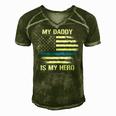 My Daddy Is My Hero Police Officer Thin Blue Line Men's Short Sleeve V-neck 3D Print Retro Tshirt Green