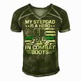 My Stepdad Is A Hero In Combat Boots 684 Shirt Men's Short Sleeve V-neck 3D Print Retro Tshirt Green