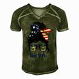 New York Girl New York Flag State Girlfriend Messy Bun Men's Short Sleeve V-neck 3D Print Retro Tshirt Green