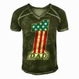 Number One Dad American Flag 4Th Of July Fathers Day Gift Men's Short Sleeve V-neck 3D Print Retro Tshirt Green