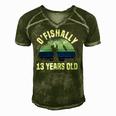 Ofishally 13 Years Old Fisherman 13Th Birthday Fishing Men's Short Sleeve V-neck 3D Print Retro Tshirt Green