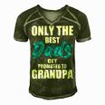 Only The Best Dad Get Promoted To Grandpa Fathers Day T Shirts Men's Short Sleeve V-neck 3D Print Retro Tshirt Green