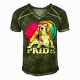 Pansexual Beagle Rainbow Heart Pride Lgbt Dog Lover 56 Beagle Dog Men's Short Sleeve V-neck 3D Print Retro Tshirt Green
