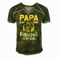 Papa Is My Name Fishing Is My Game Funny Gift Men's Short Sleeve V-neck 3D Print Retro Tshirt Green