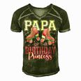Papa Of The Birthday Princess Roller Skating B-Day Matching Men's Short Sleeve V-neck 3D Print Retro Tshirt Green