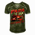 Papa Pit Crew Race Car Birthday Party Racing Family Men's Short Sleeve V-neck 3D Print Retro Tshirt Green
